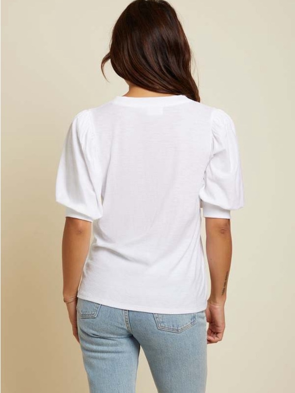 Nation LTD Lou Peasant Tee Popcorn Yellow Puff Sleeve Top NWT - Picture 3 of 7